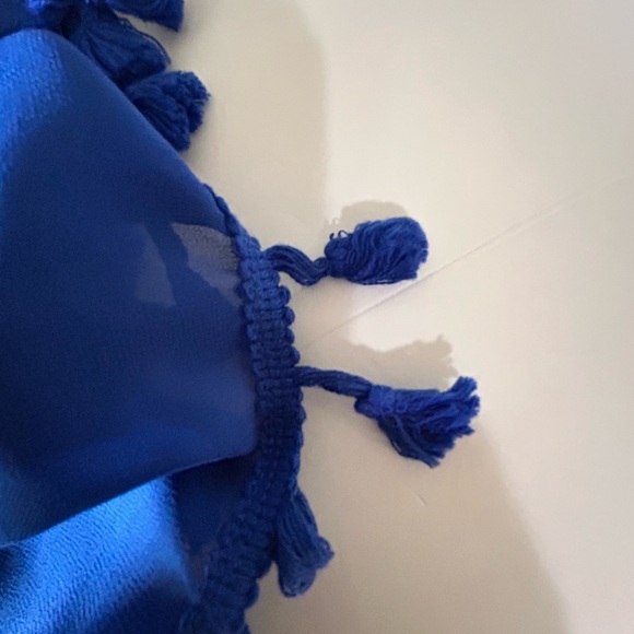 Adreamly Cover Up Women's One Size Blue Tassels Chiffon Swimwear Beach Kaftan - Picture 9 of 9